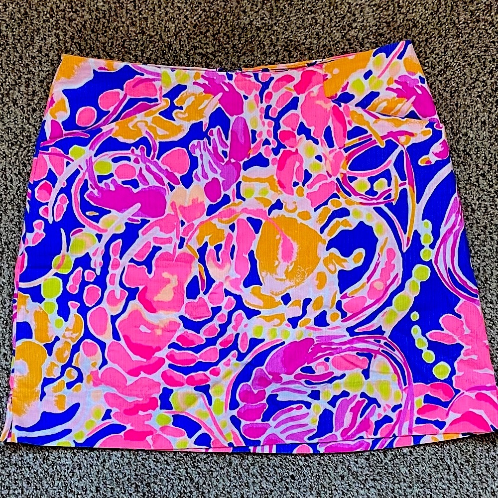 LILLY PULITZER Mini Skirt-pink, yellow, orange & blue Lobsters🦞🌸🌼🌀